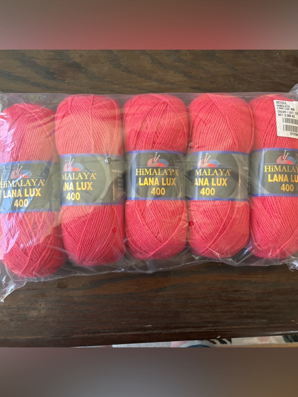 Lana Lux 400 Yarn - Bright Coral Pink (5-Pack)